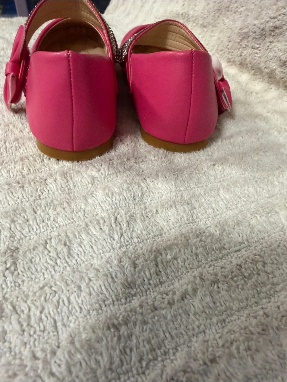 Girls' Bright Pink Sparkle Strap Dress Shoes